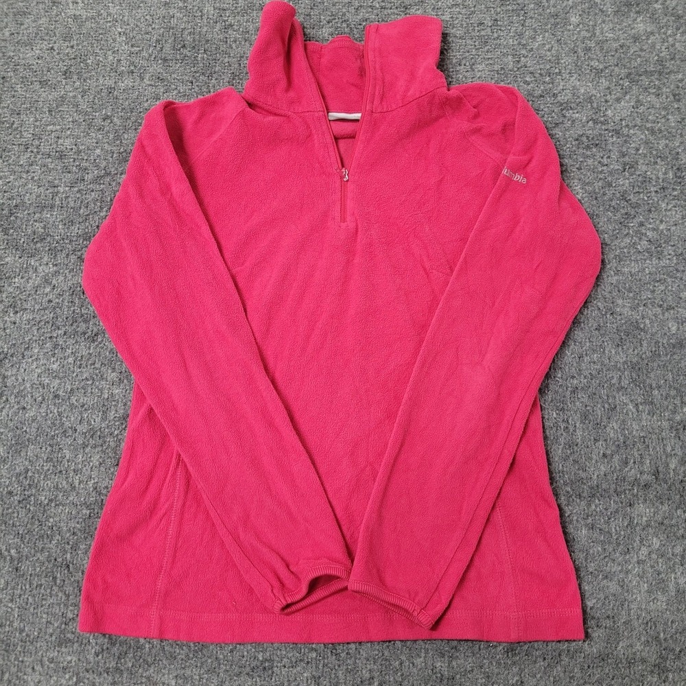 Columbia Fleece Pullover Womens Size S Pink Quarter Zip Lightweight Mock Neck